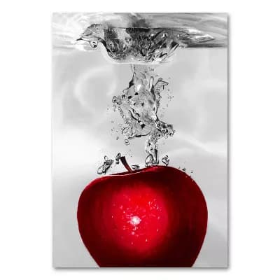 Red Apple Splash Canvas Wall Art by Roderick Stevens