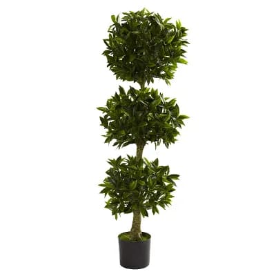 nearly natural 5-ft. Potted Triple Bay Leaf Topiary - Indoor & Outdoor