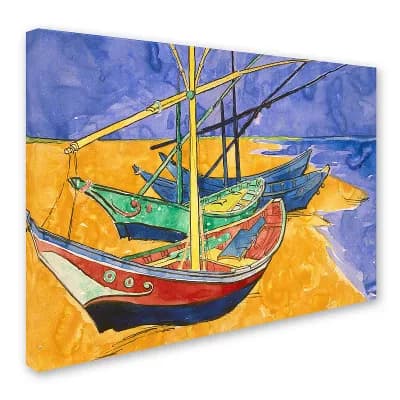 "Fishing Boats on the Beach" Canvas Wall Art by Vincent van Gogh