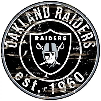 Oakland Raiders Distressed 24" x 24" Round Wall Art