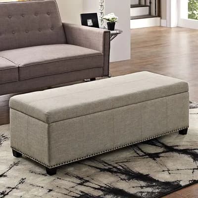 Simpli Home Kingsley Rectangular Storage Ottoman Bench