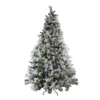Pre-Lit 7.5-ft. Artificial Flocked Victoria Pine Christmas Tree