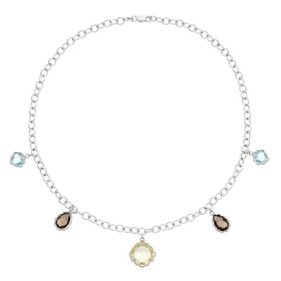 Sterling Silver Gemstone Charm Necklace