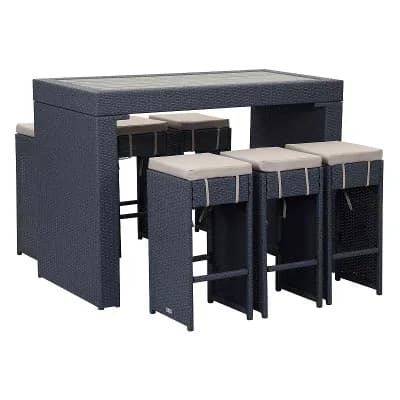 Safavieh Indoor / Outdoor Wicker Bar & Stool 7 pc Set