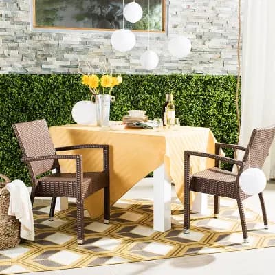 Safavieh Indoor / Outdoor Stacking Wicker Arm Chair 2 pc Set
