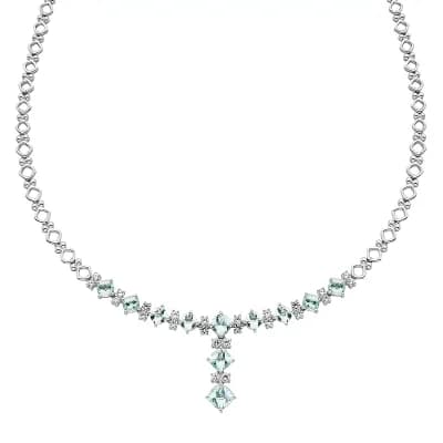 The Regal Collection Sterling Silver Aquamarine & Lab-Created White Sapphire Y Necklace