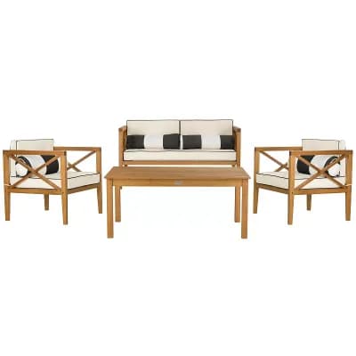 Safavieh Nunzio Indoor / Outdoor Loveseat, Arm Chair, Oblong Throw Pillow & Coffee Table 8 pc Set