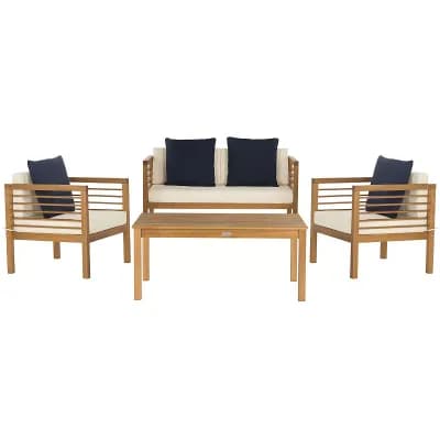 Safavieh Alda Indoor / Outdoor Loveseat, Arm Chair, Throw Pillow & Coffee Table 8 pc Set