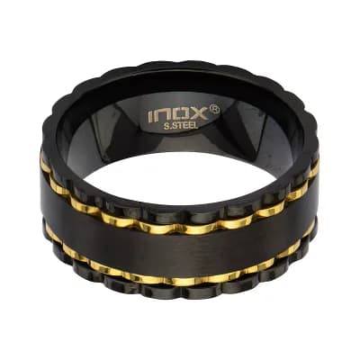 Men's Alternative Black & Gold Spinner Ring
