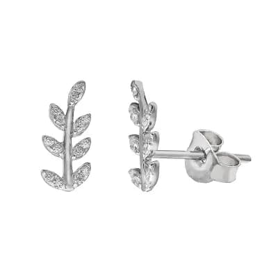 PRIMROSE Sterling Silver Leaf Stud Earrings