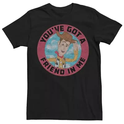 Men's Disney Pixar Toy Story Woody Friend In Me Logo Graphic Tee