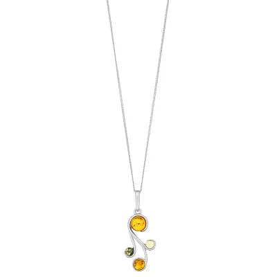 Sterling Silver Multi Colored Amber Pendant