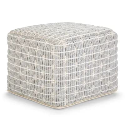 Simpli Home Noreen Transitional Square Pouf