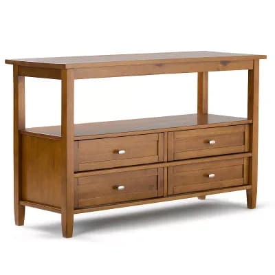 Simpli Home Warm Shaker Solid Wood 48 in Wide Rustic Console Sofa Table