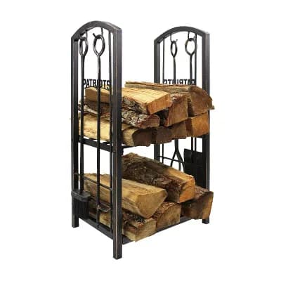 New England Patriots Fireplace Tool Set & Wood Holder