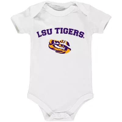 Infant White LSU Tigers Arch & Logo Bodysuit