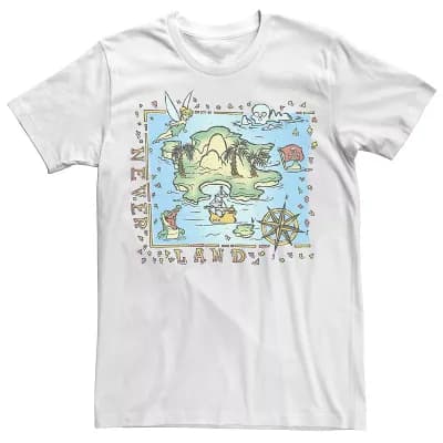 Disney's Peter Pan Never Land Map Vintage Poster Men's Tee