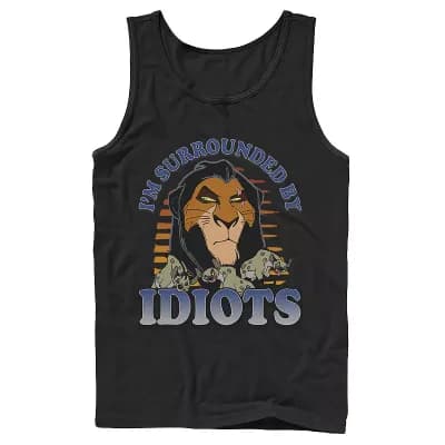 Disney's The Lion King Scar Men's Surrounded By Idiots Sunset Poster Tank Top
