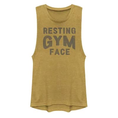 Juniors' "Resting Gym Face" Muscle Graphic Tank Top