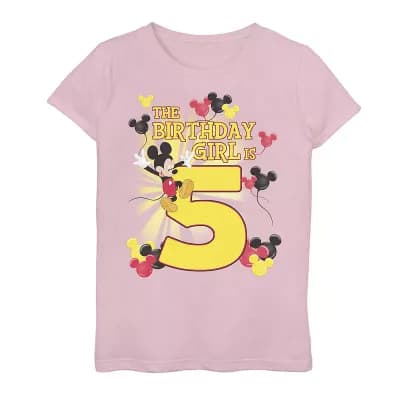 Disney's Mickey Mouse Girls 7-16 5th Birthday Girl Tee