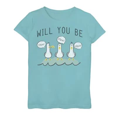 Disney / Pixar's Finding Nemo Girls 7-16 Valentine's Day Seagulls "Will You Be Mine" Tee