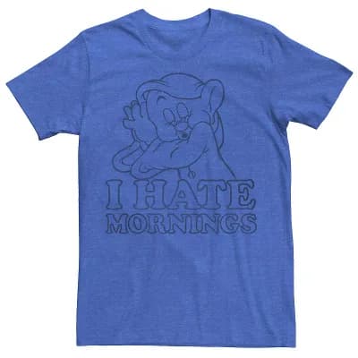 Disney's Snow White Dopey Men's "I Hate Mornings" Tee