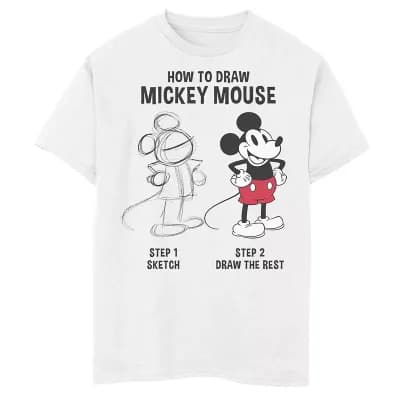 Disney's Mickey Mouse Boys 8-20 How to Draw Mickey Graphic Tee