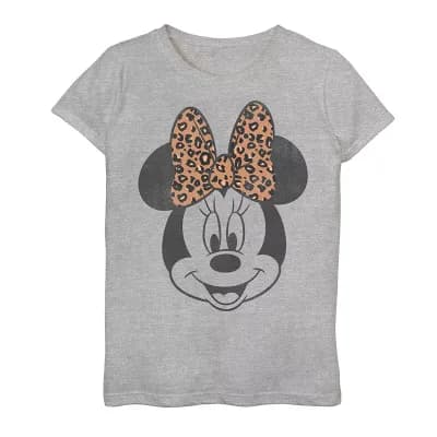 Disney's Minnie Mouse Girls 7-16 Leapord Print Bow Portrait Graphic Tee