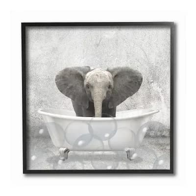 Stupell Home Decor Baby Elephant Bath Framed Wall Art