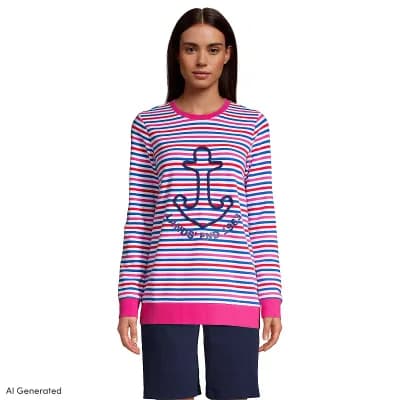 Women's Lands' End Serious Sweats Crewneck Sweatshirt Tunic