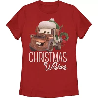 Disney / Pixar's Cars Tow Mater Juniors' Christmas Wishes Portrait Graphic Tee