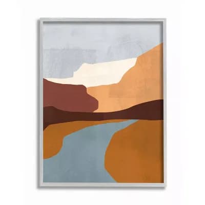 Stupell Home Decor Abstract Color Block Landscape Framed Wall Art