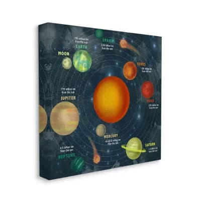 Stupell Home Decor Solar System Orbit Facts Canvas Wall Art