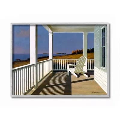 Stupell Home Decor Cottage Porch Scene at Sunset Coastal Landscape Painting Wall Art