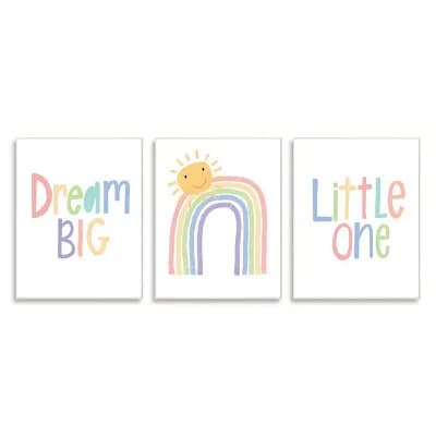 Stupell Home Decor Dream Big Little One Happy Sun Rainbow Illustration Wall Art