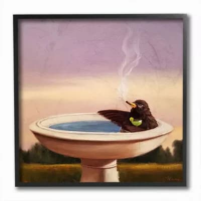 Stupell Home Decor Birdbath Best Life Animal Alcohol Humor Bird Margarita Wall Art