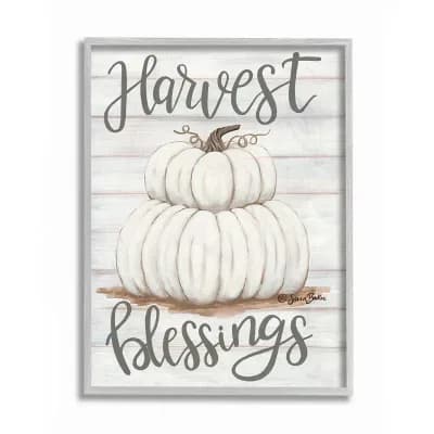 Stupell Home Decor Farm Harvest Blessing Pumpkins Framed Wall Art