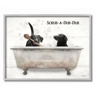 Stupell Home Decor Scrub a Dub Dub Quote Family Pet Dog Bath Wall Art