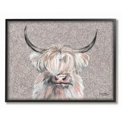 Stupell Home Decor Grumpy White Buffalo on Floral Print Farm Animal Wall Art