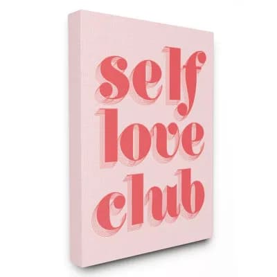 Stupell Home Decor Self Love Club Quote Bold Pink Red Text Color Pop Canvas Wall Art