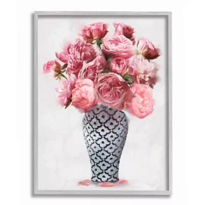 Stupell Home Decor Pink Peony Floral Bouquet Framed Wall Art
