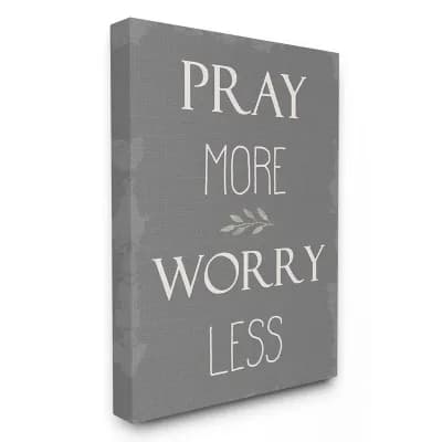 Stupell Home Decor Pray More Worry Less Canvas Wall Art