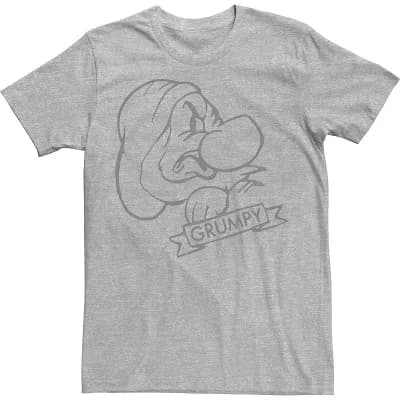 Disney's Snow White Grumpy Line Art Big Face Men's Tee