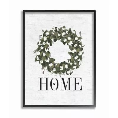 Stupell Home Decor Country Home Wreath Charming Farm Design Framed Wall Art