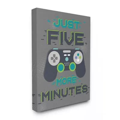 Stupell Home Decor Just Five More Minutes Kid's Video Game Phrase Canvas Wall Art
