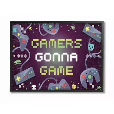 Stupell Home Decor Gamers Gonna Game Fun Kid's Video Game Phrase Wall Art