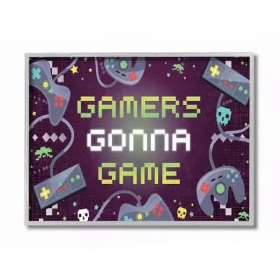Stupell Home Decor Gamers Gonna Game Fun Kid's Video Game Phrase Wall Art