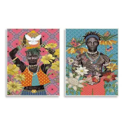 Stupell Home Decor Floral Figures Plaque Wall Art 2 pc Set