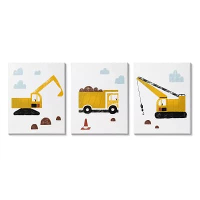 Stupell Home Decor Construction Trucks Crayon Illustraion Canvas Wall Art