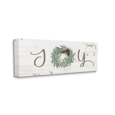 Stupell Home Decor Joy Wreath Canvas Wall Art